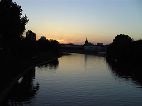Sunset at CHALONS-SUR-SAONE,  Bras de la Genise, Ile St-Laurent